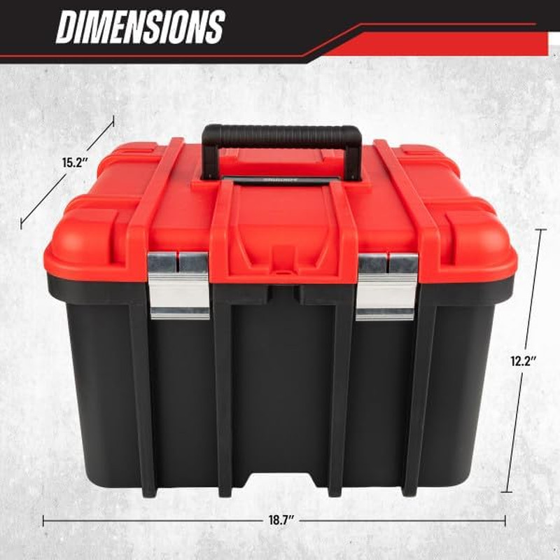 Plastic Tool Box Organizer - 18.7” Extra Large Portable Toolbox with Removable T