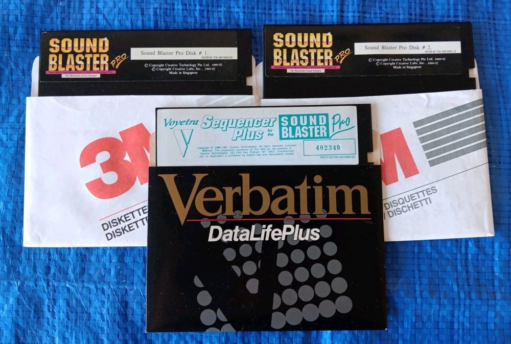 SOUND BLASTER PRO Disk 1 & 2 + Sequencer Plus 5.25" Floppy - 89/92 Creative Labs