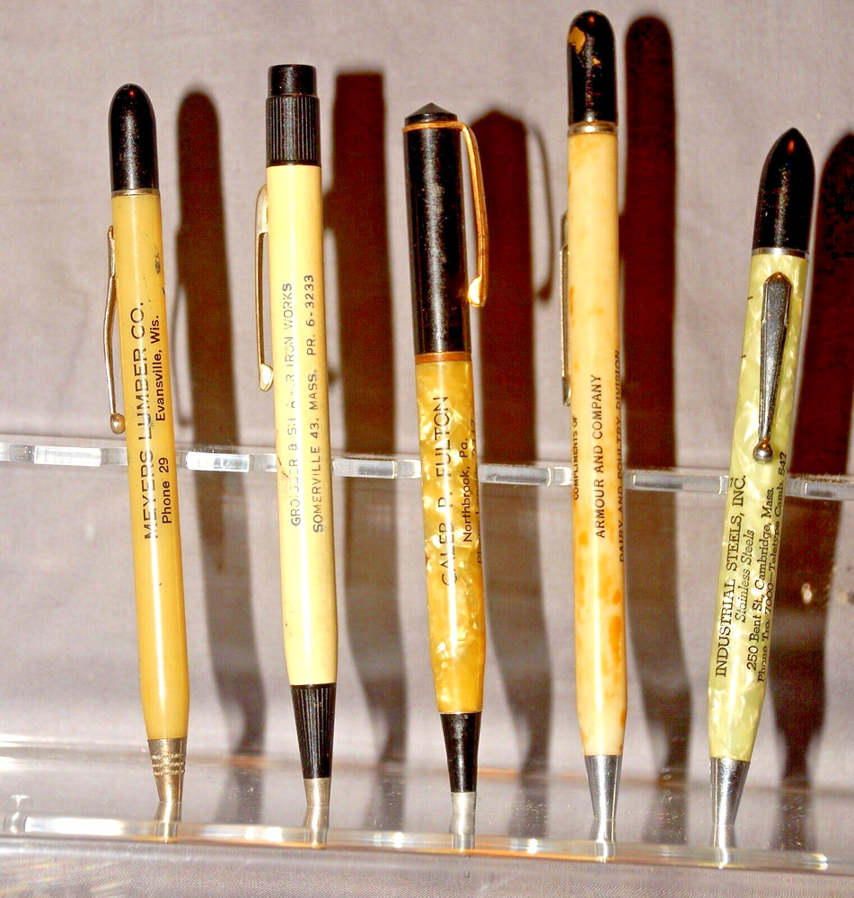ONE LOT OFFERING: 5 Different ADVERTISING mechanical pencils