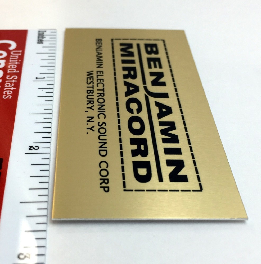 Benjamin Miracord Turntable Custom Identification Plate for Base