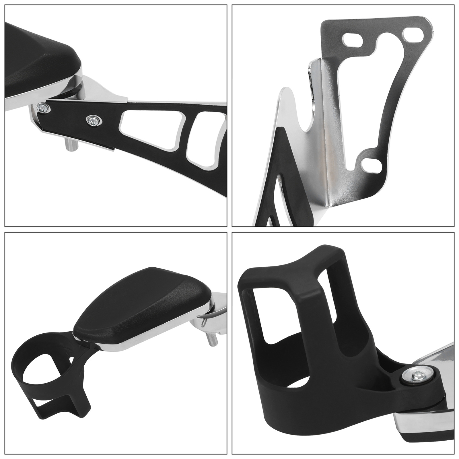 Adjustable Rear Passenger Armrests Drink Holder Fit For Harley Touring 1997-2013