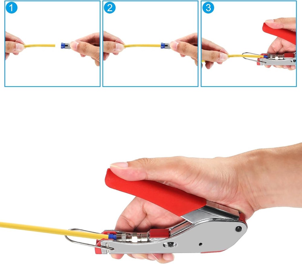 Coax Cable Crimper Coaxial Compression Tool Kit Wire Stripper Red and Silver