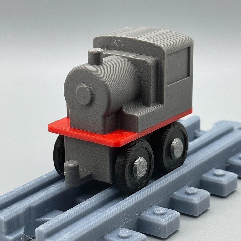 Tiny Train Engine Gray Miniature Locomotive Desk Toy