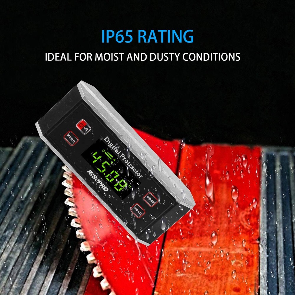 Inclinometer, RISEPRO® Digital Protractor Angle Finder Level Black