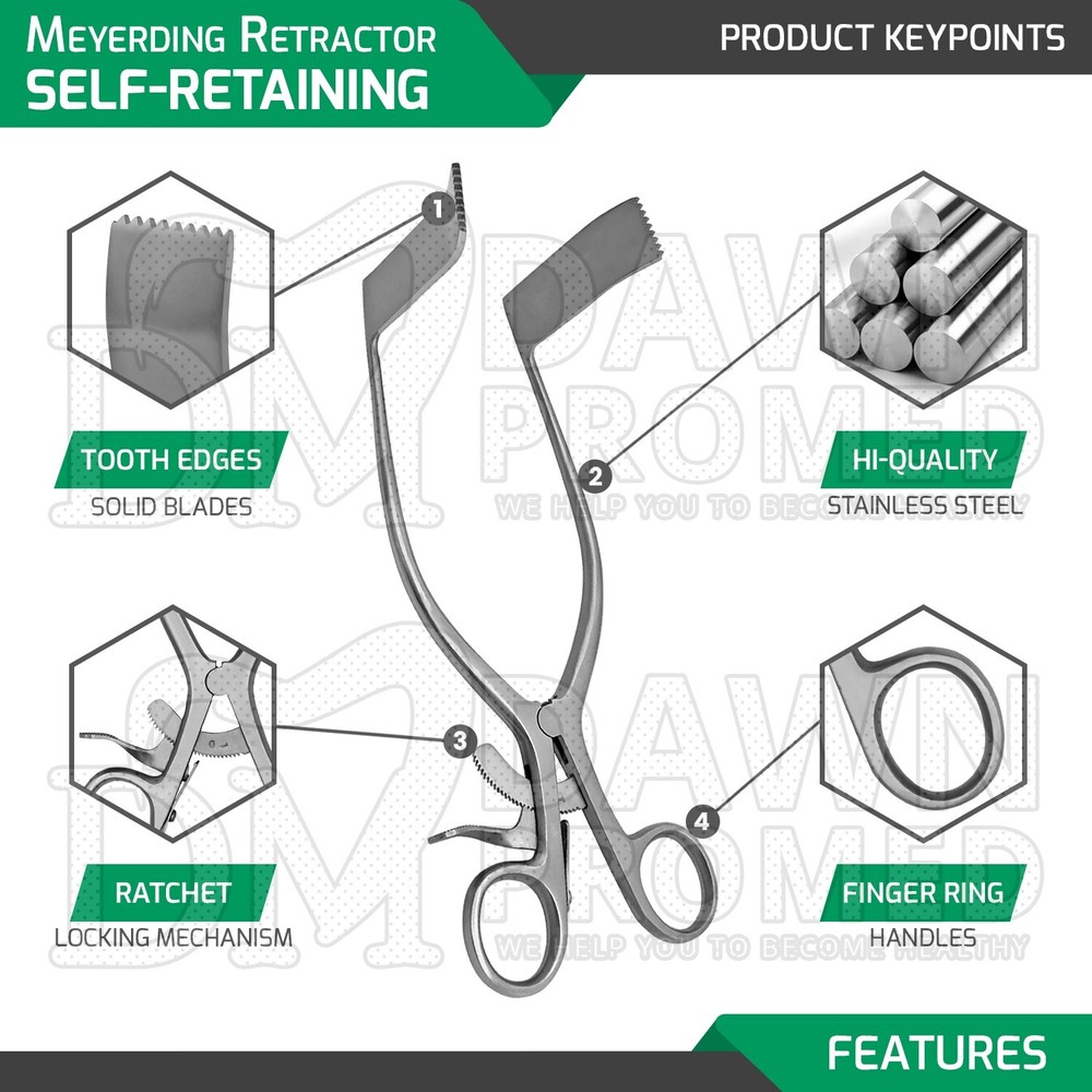 Meyerding Self-Retaining Laminectomy Retractor 8" Blade 1.9 X 6.1cm Spread 3.75"