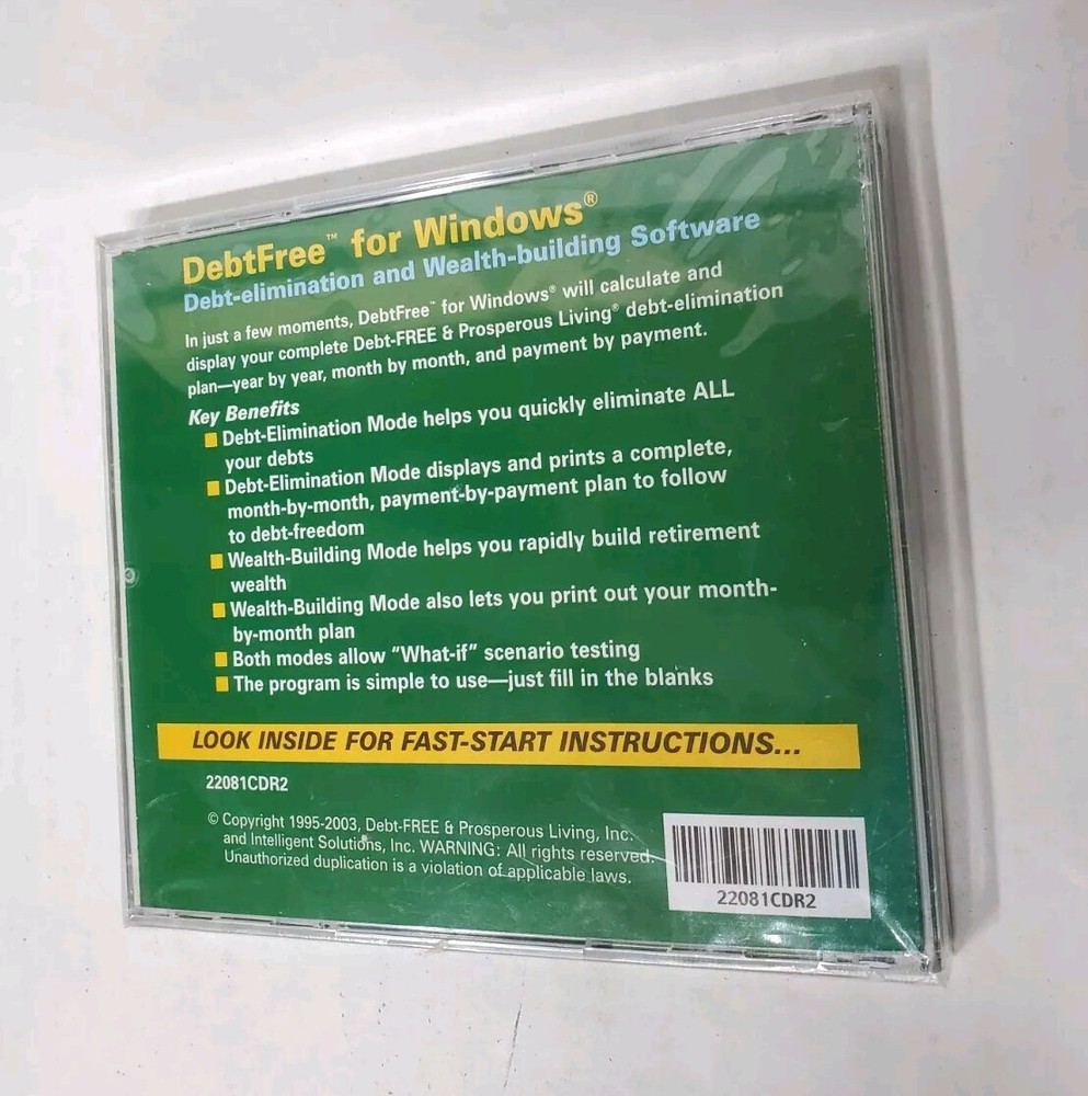 DebtFree Wealth Building PC CD-Rom Software for Windows Debt-Elimination