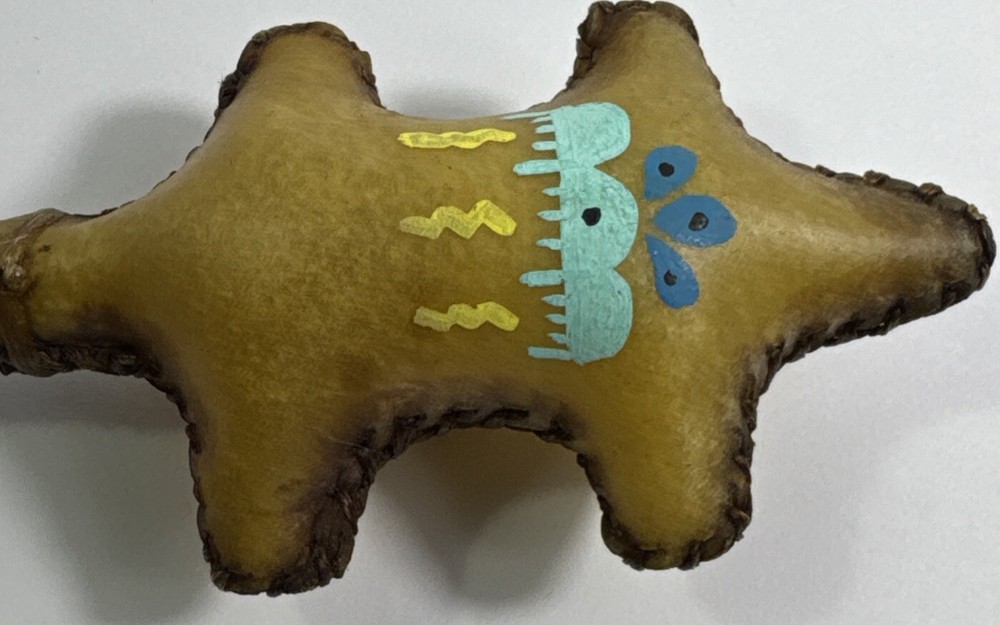 Rawhide Percussion Rattle with Beaded Handle - Turtle