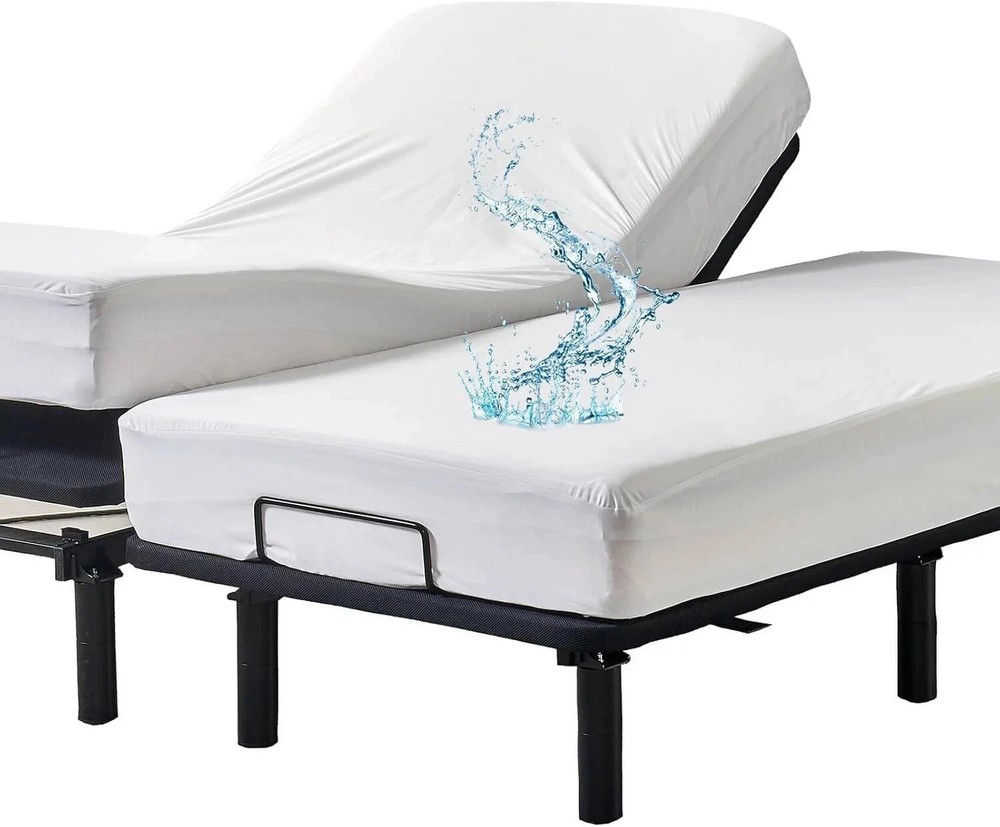 Waterproof Split King Mattress Protector for Adjustable Bed 2PCs Mattress Cov