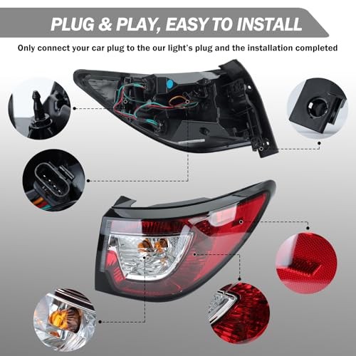 Tail Light Assembly Compatible with 2013 Right Passenger Side For 2013-2017