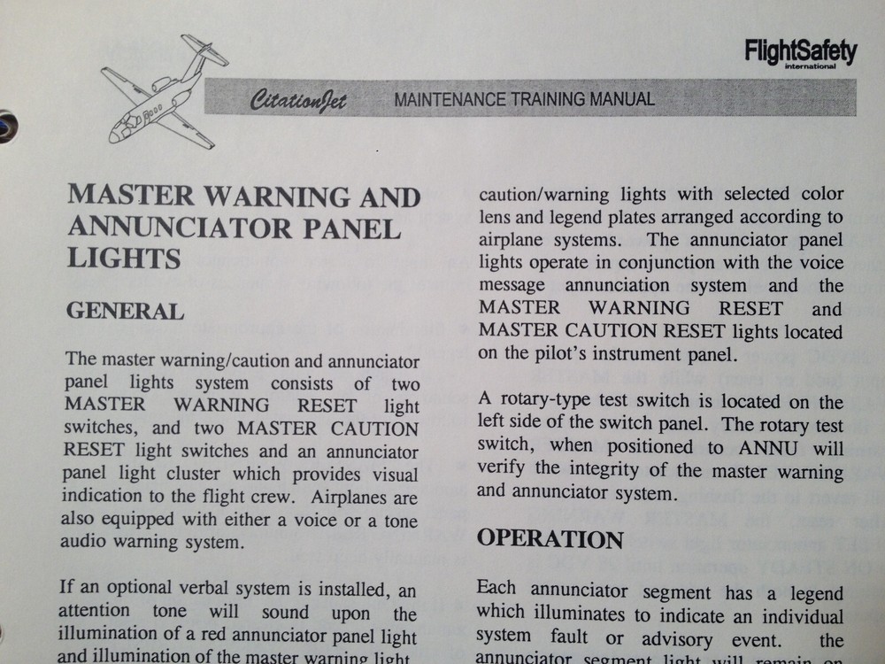 CitationJet 525 Maintenance Training Manual.