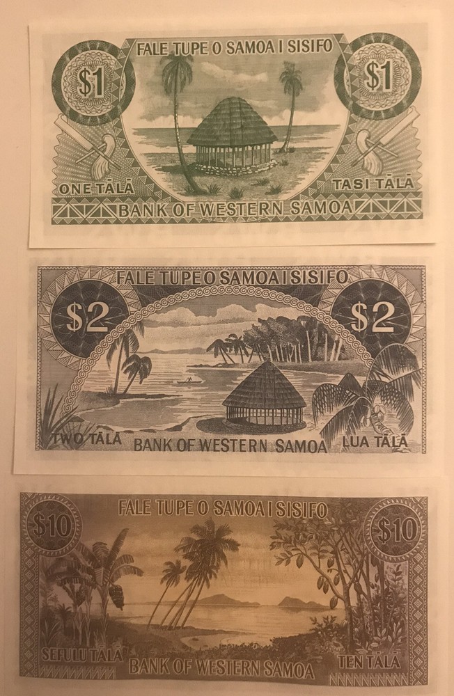Samoa 1 - 10 Tala Banknote Set 1967 UNC Currency