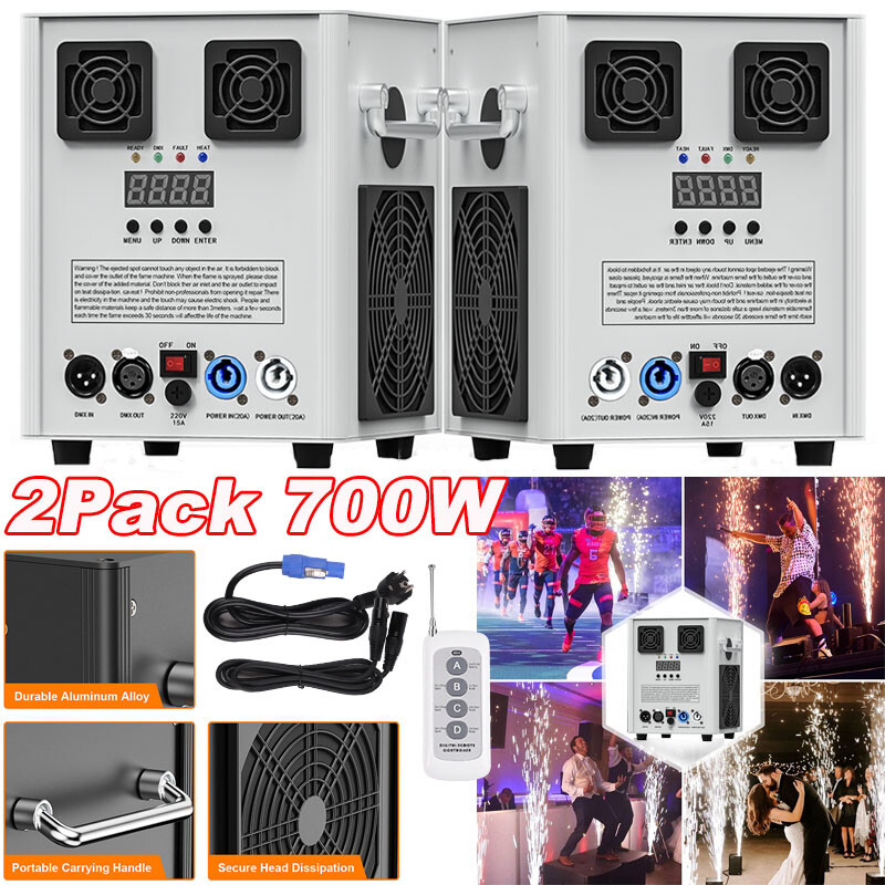 2Pack Cold Spark Machine 700W Stage Effect DMX Firework DJ Event Party Wedding