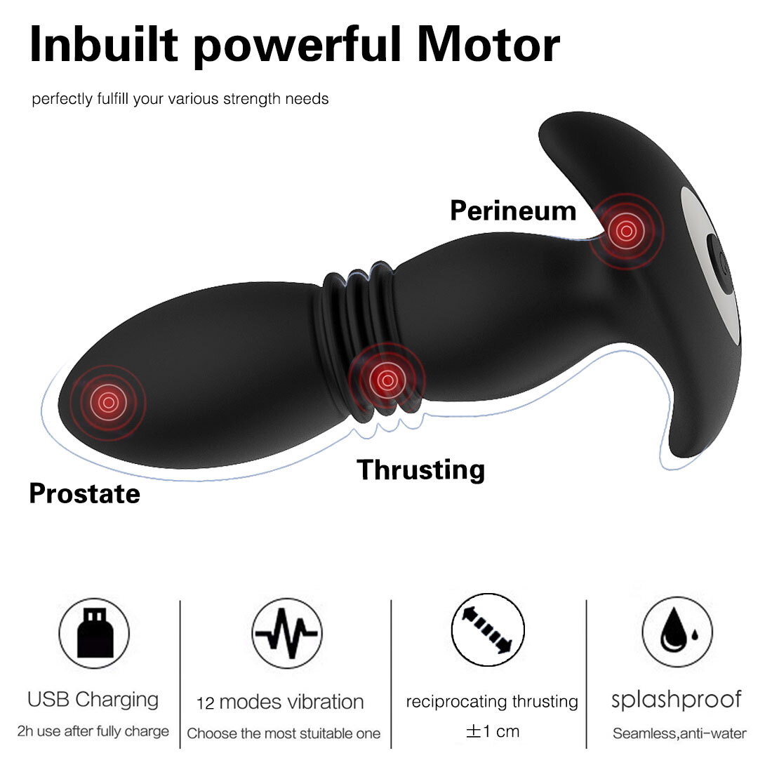 Thrusting Anal Butt Plug Dildo Vibrator Prostate Massager Sex Toys for Women Men