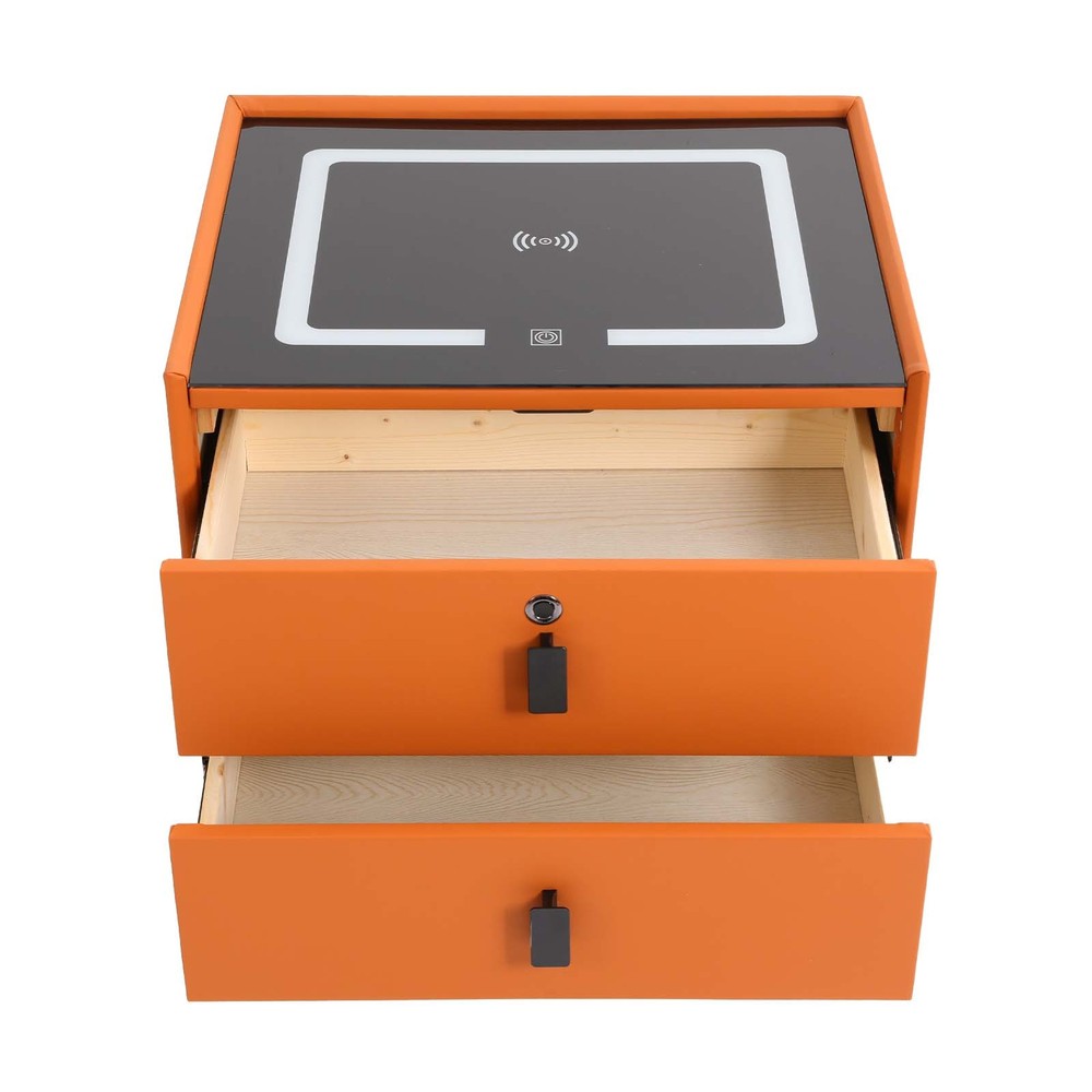 Bedside Table Bluetooth Speaker Smart Nightstand w/ Light USB&Wireless Charging