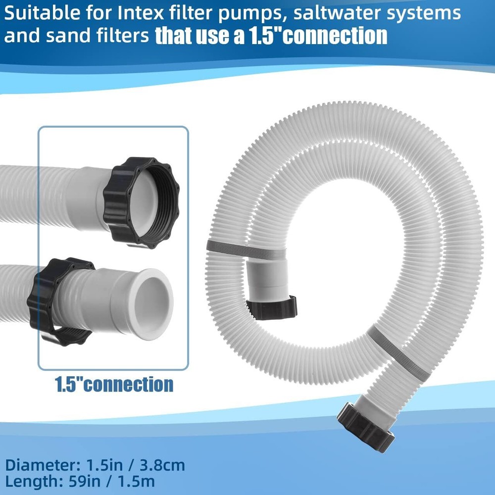 2Pack For Intex 1.5" Diameter Accessory Pool Pump Replacement Hose - 59" Long