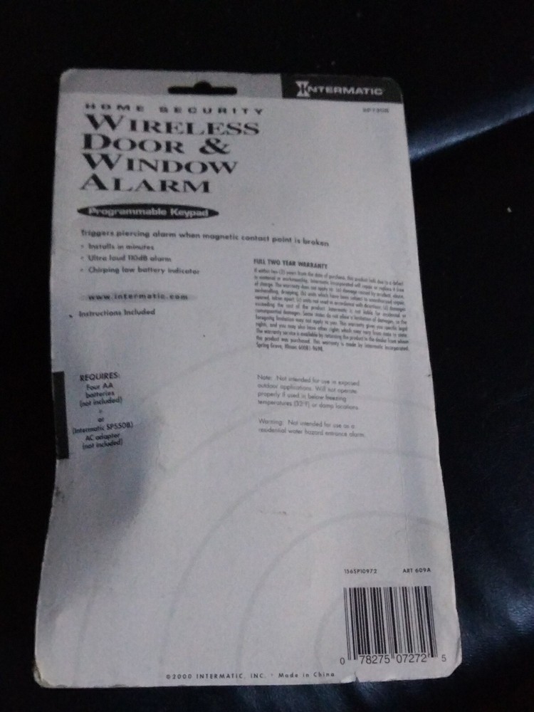 NEW Intermatic Home Security Programmable Wireless Door And Window Alarm- White