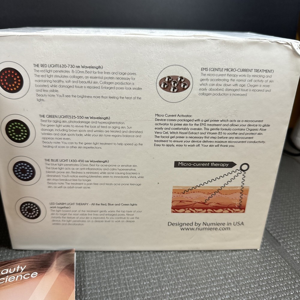 NUMIERE PLUS Microcurrent And LED Wrinkle Reducing Device With Gel - Open Box