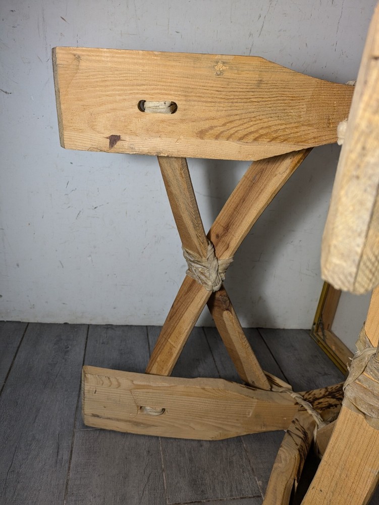 Vintage Rustic Hand Carved Camel Saddle Foot Stool