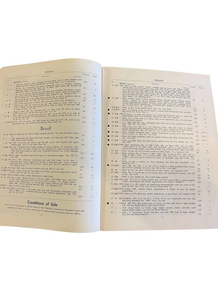 1958 Robson Lowe Foreign Auction Catalogue + Bid Form - Oct 8th Sale