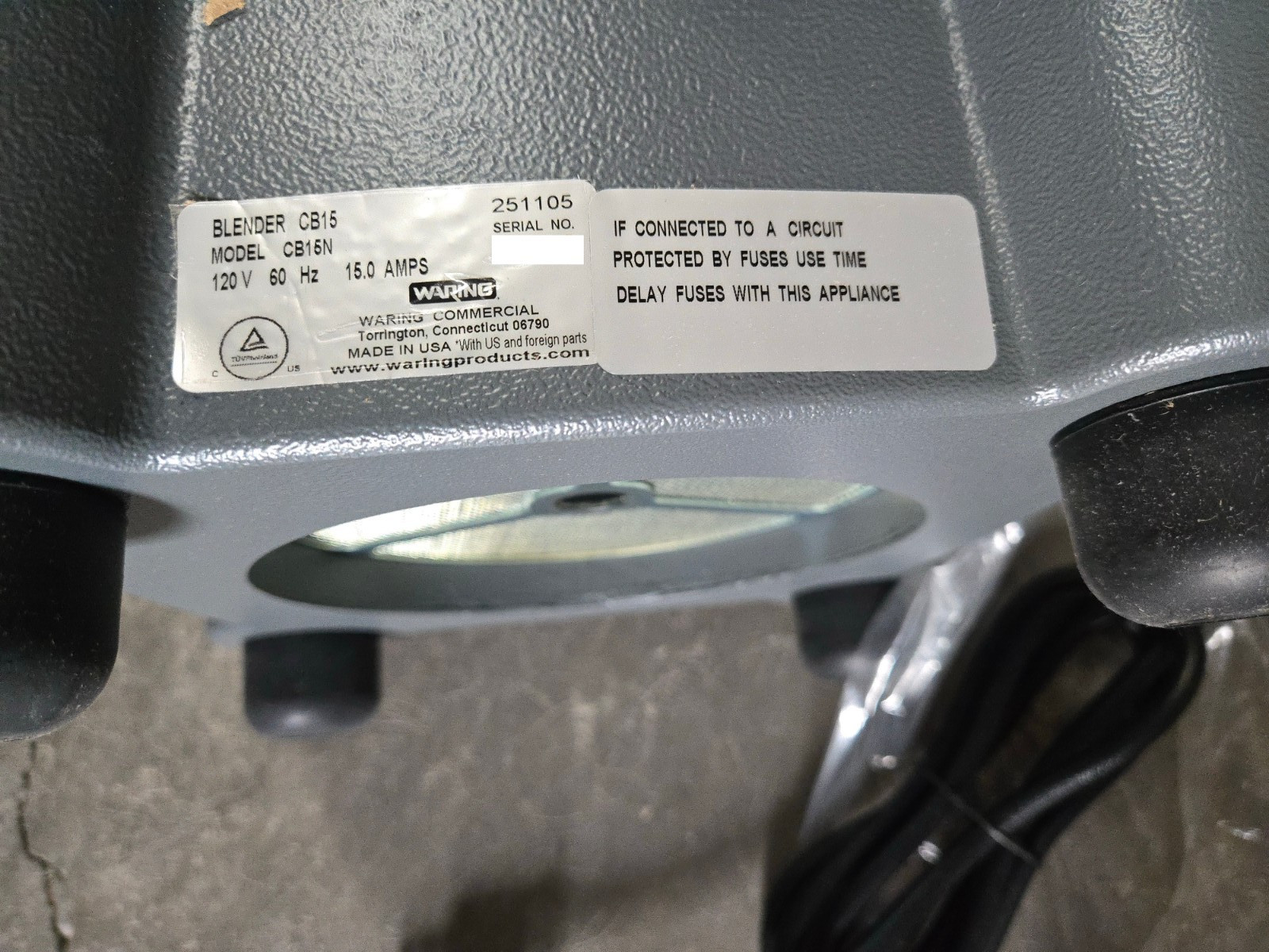 Waring Commercial 3.75 HP Blender Base Electronic Touchpad Controls (Base Only)