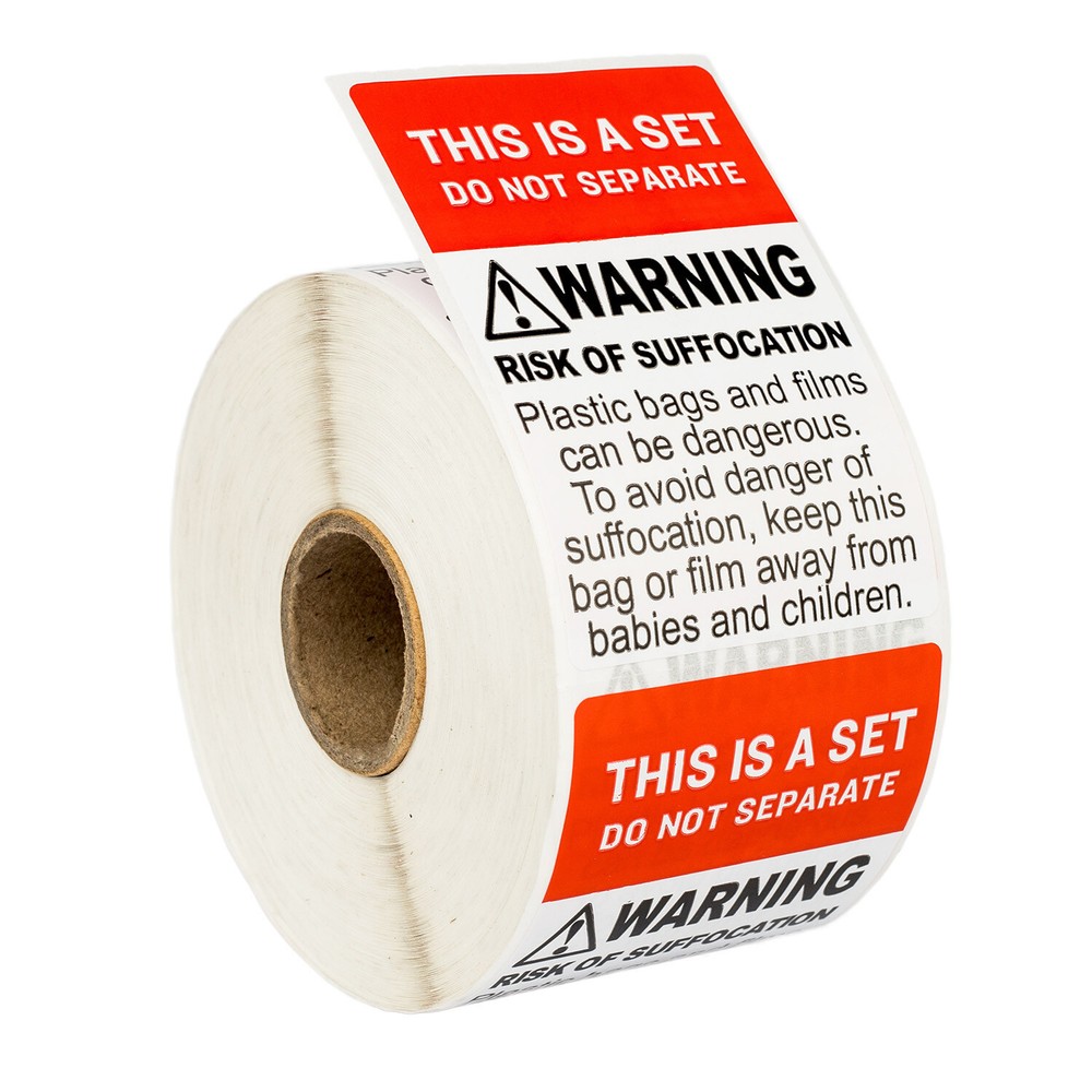 FBA Combo THIS IS A SET DO NOT SEPARATE/SUFFOCATION WARNING (6) Rls/3000 Labels