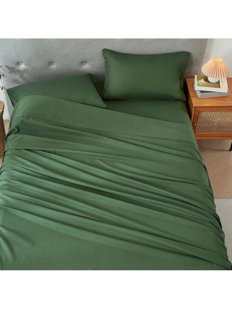 3/4 Piece Bed Sheet Soft Cooling Comfortable Breathable Bedding, Dark Green