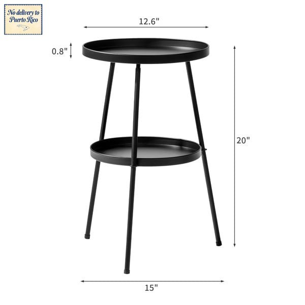 Small Side Table, Round 2 Tier End Table, Metal Round Coffee Table