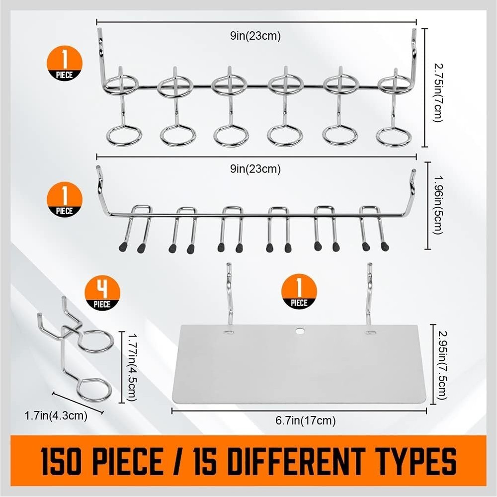 Heavy-Duty 150-Piece Pegboard Hook Set - Rust Resistant & Versatile Storage
