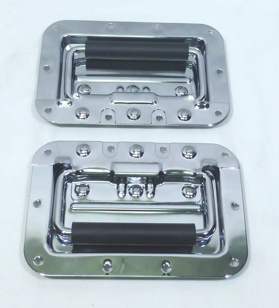 (2)Two Medium Chrome Plated Spring-Loaded Recessed Handles For ATA Road Cases.