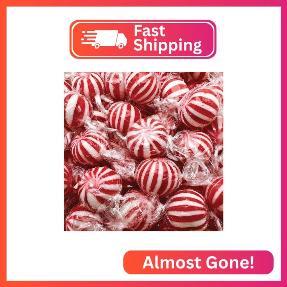 Jumbo Mint Balls - 2 Pound Bulk Pack - Peppermint Candy Individually Wrapped - C