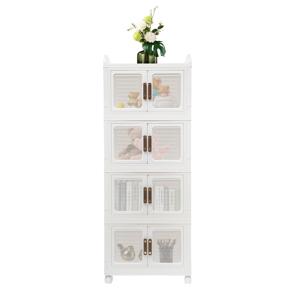 Plastic Collapsible Storage Bins with Lids & Wheels Stackable Closet Organizers