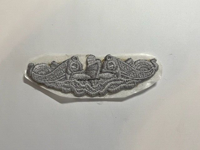 Silver Dolphins embroidered , Adhesive Backing , 3 inch, BCP c7878