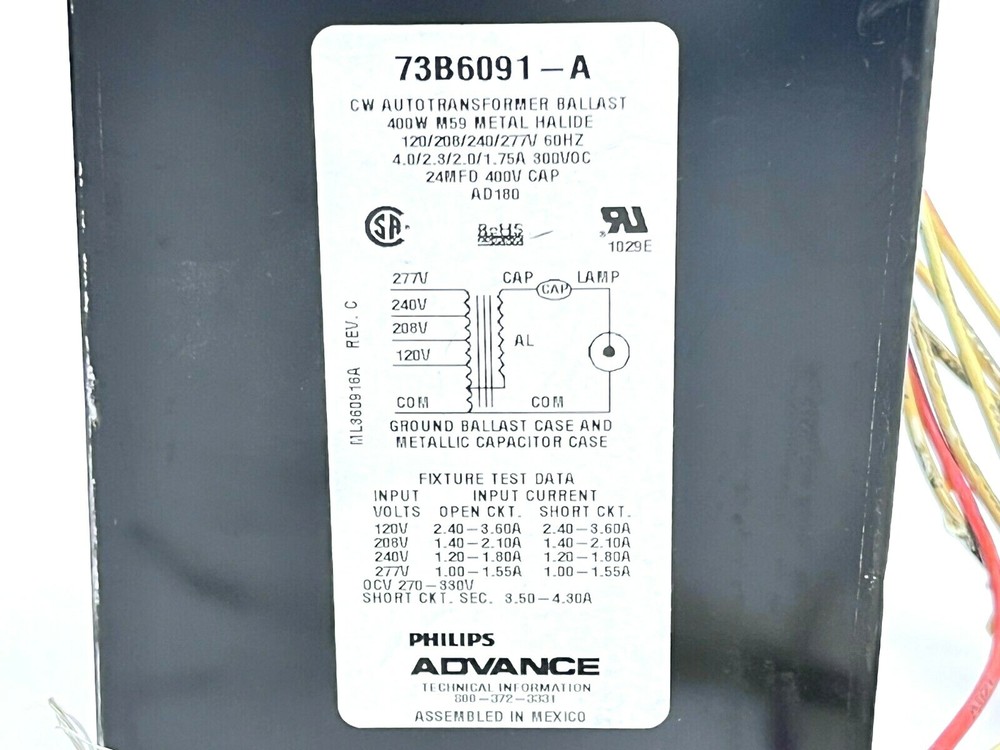 Philips 73B6091-A Advanced CW Autotransformer Ballast