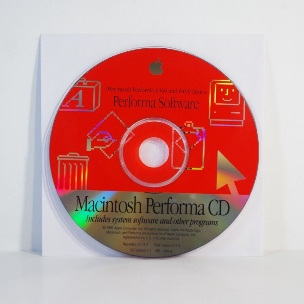 1996 Apple Mac Macintosh Performa 6360 and 6400 Series Software CD Version 7.5.3