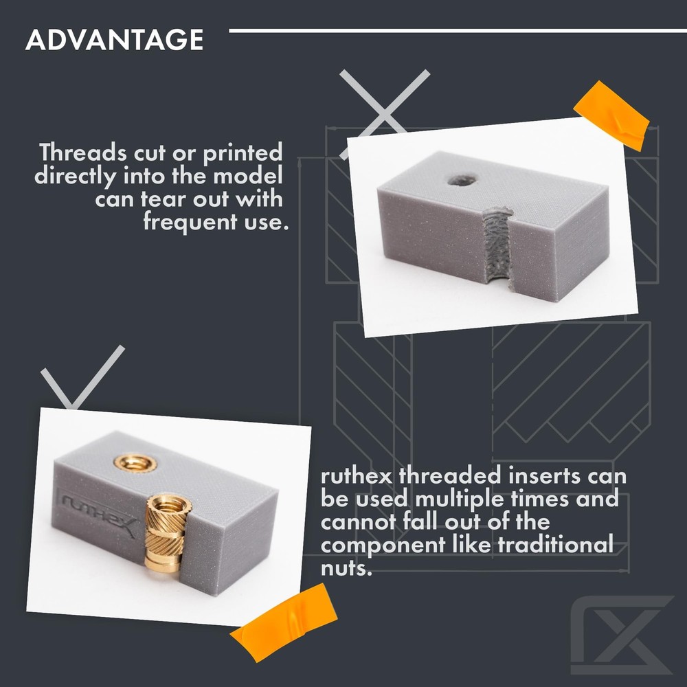 ruthex M3 Threaded Inserts M3x5x4 VORON (100 pcs), Metric Insert