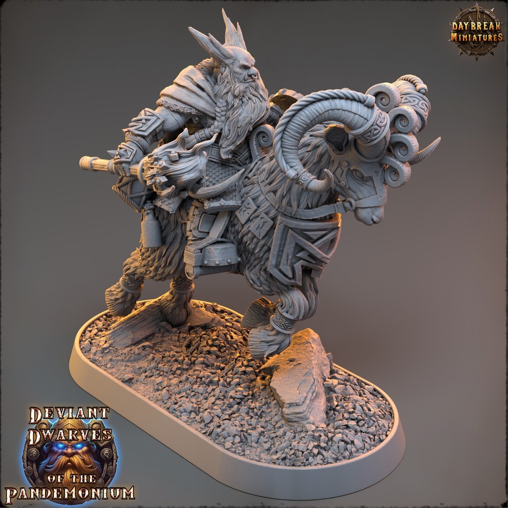 Deviant Dwarf Drimulf on Goat | DayBreak Miniatures |