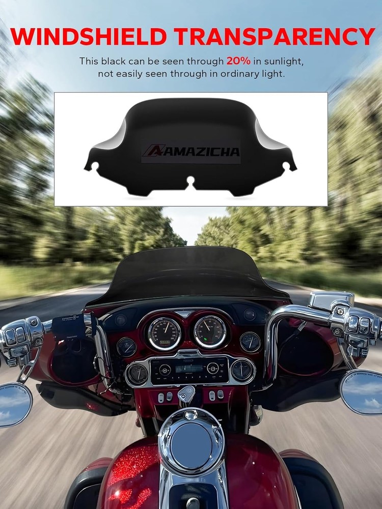 Amazicha Black 8" Wave Windshield Windscreen Compatible for 8",