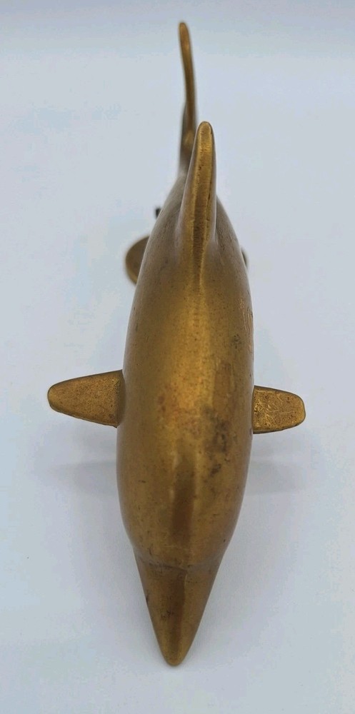 Vintage Solid Brass Dolphin Door Knocker Heavy Retro Nautical Fish