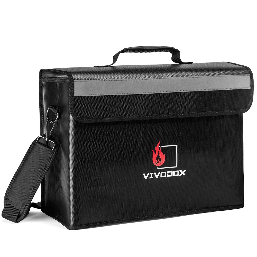 Fireproof Document Bag - Large (17" x 12" x 6") Fireproof Waterproof Storage ...