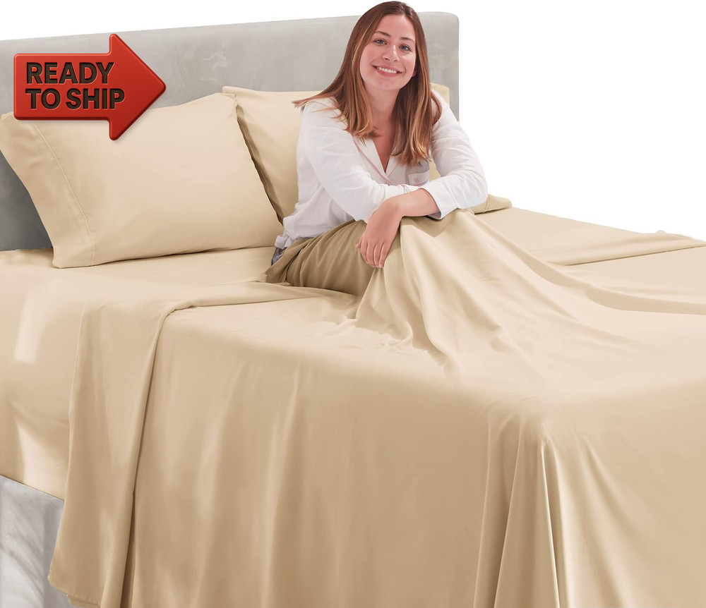 Hearth & Harbor Extra Deep Pocket 4-Piece Bed Sheets Set - Super Deep Fitted Sh