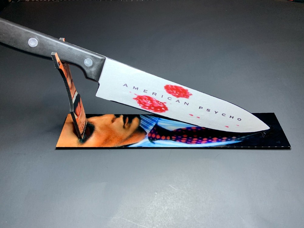 American Psycho Patrick Bateman Horror Kitchen Knife With Sublimated Stand