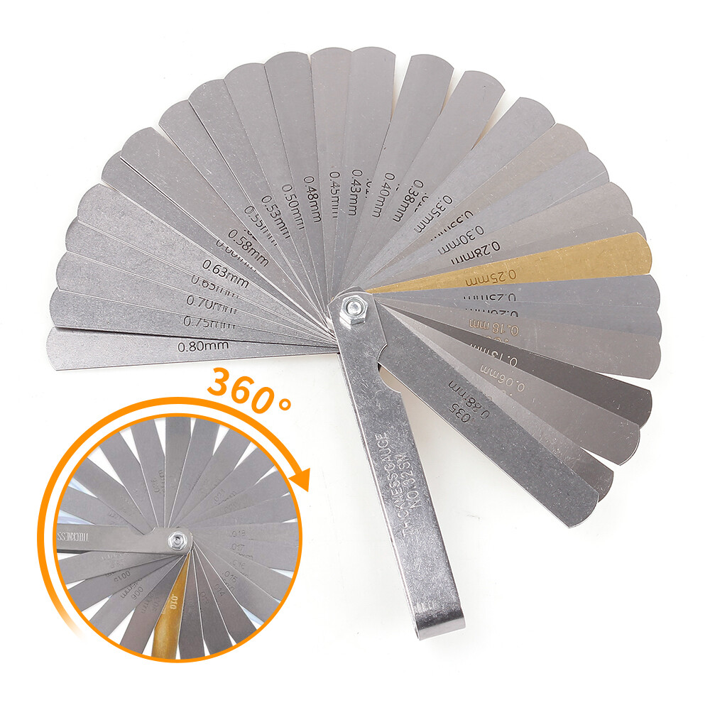 32 Blade Feeler Filler Gauge Spark Plug Gap Metric Imperial Measuring Brass Tool