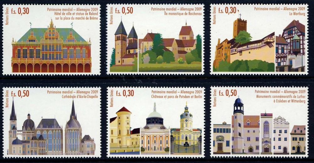 UN - GENEVA . 2009 Germany Heritage BOOKLET Singles (6) . Mint Never Hinged