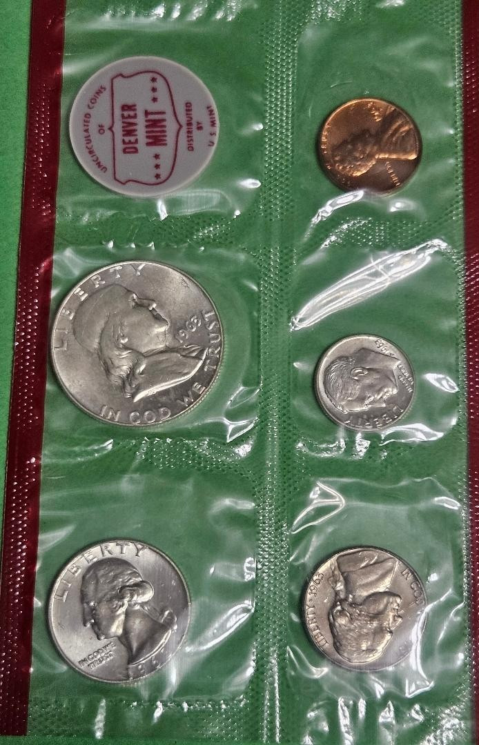 1963 PD US Mint Uncirculated Silver Mint Set in Original Packaging Free Shipping