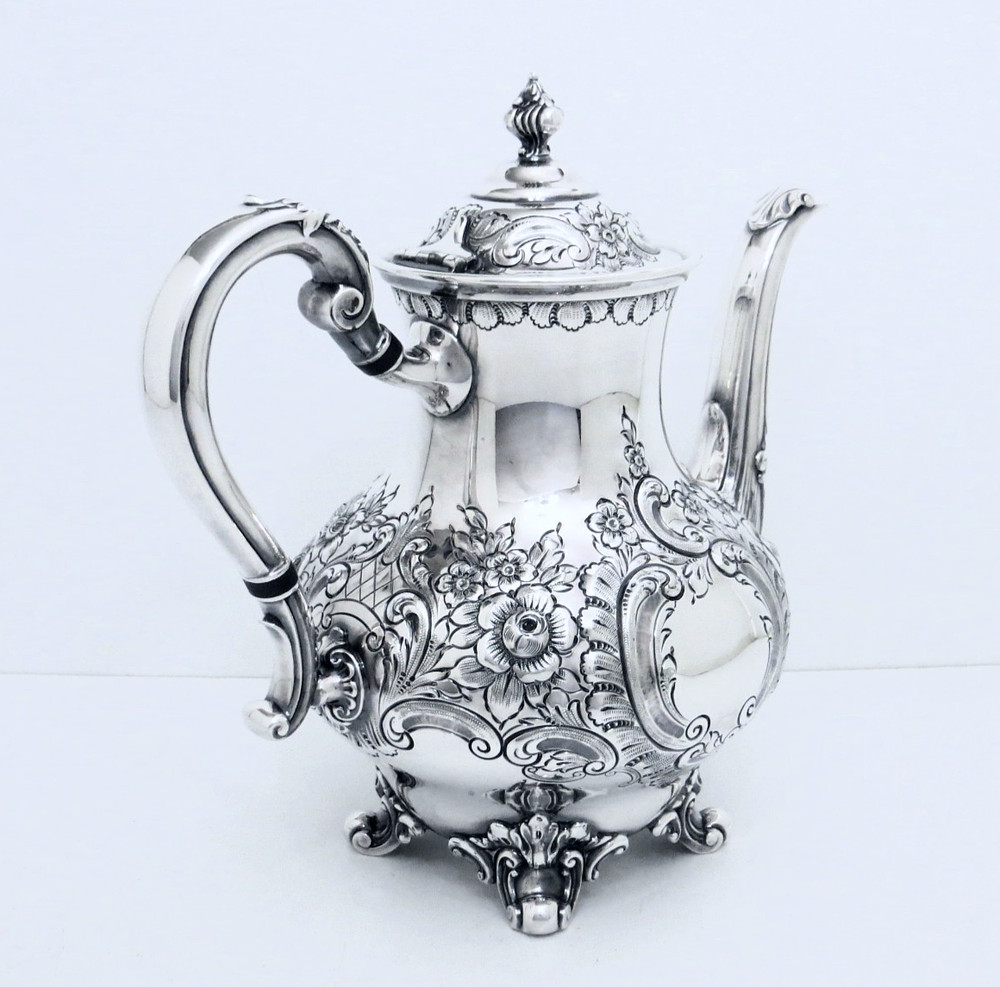 1937 REED & BARTON VICTORIAN ROCOCO REPOUSSE HAND CHASED COFFEE TEA SET 5 PC