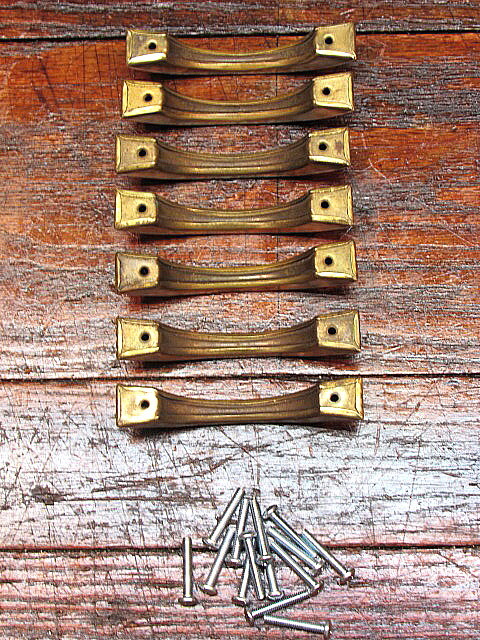 7 Vintage Brass Drawer Pulls Handles With Screws