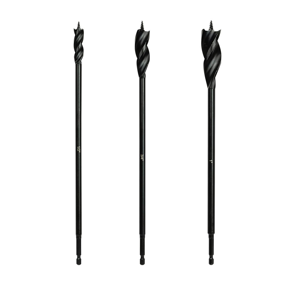 Versatile 3-Piece 12" Auger Bits for Wood - Precision Engineering & Design