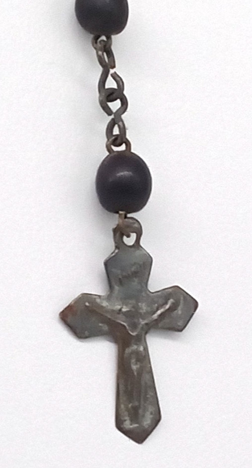 Catholic Bead Rosary Black Brown Crucifix INRI Medal Chains Silver Tone Vintage
