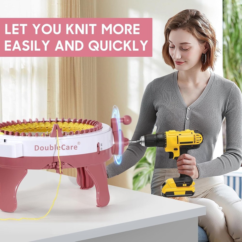 Knitting machine adapter with drill