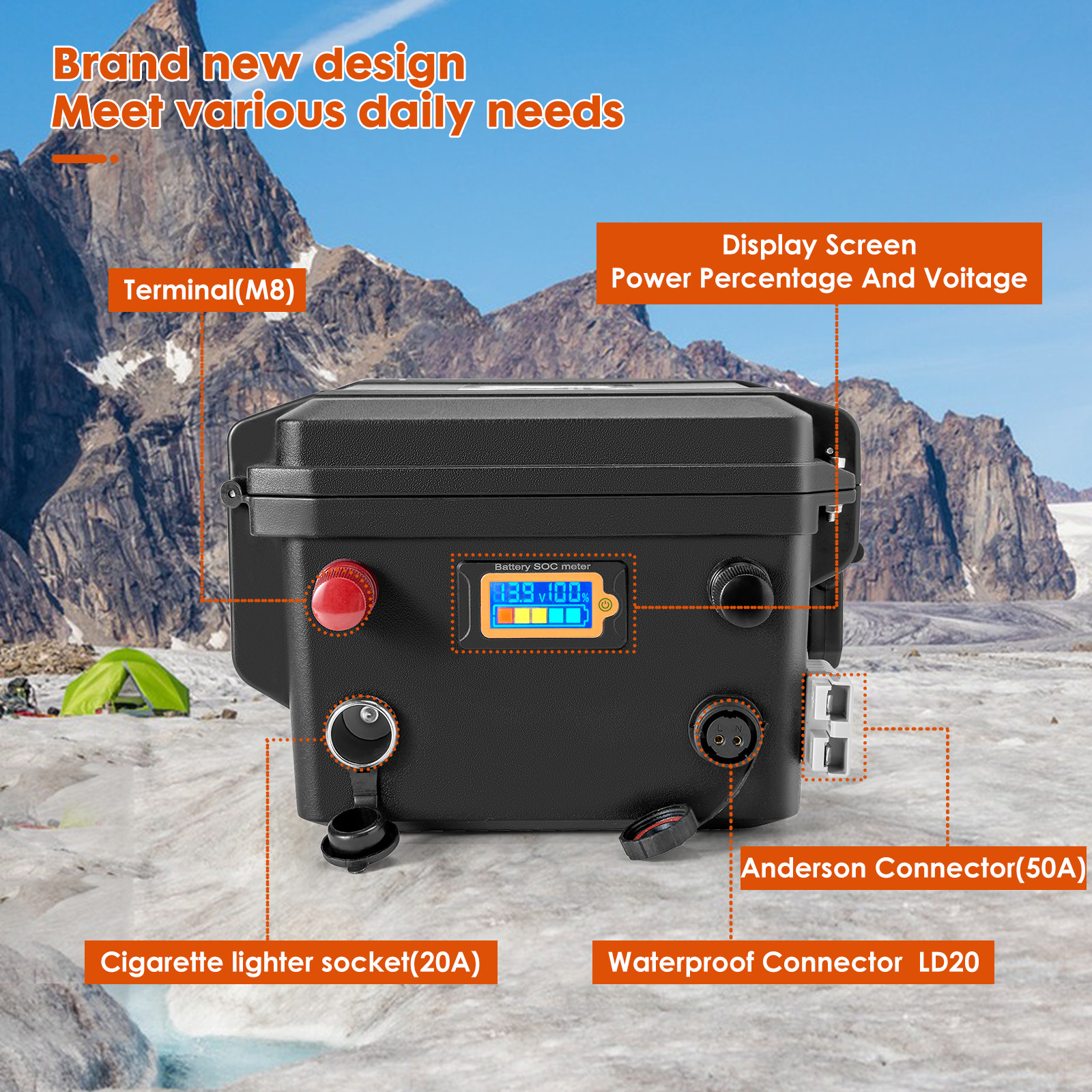 WannaPow 12V 120Ah LiFePO4 Battery BMS Deep Cycle For Trolling Motor,RV,Solar